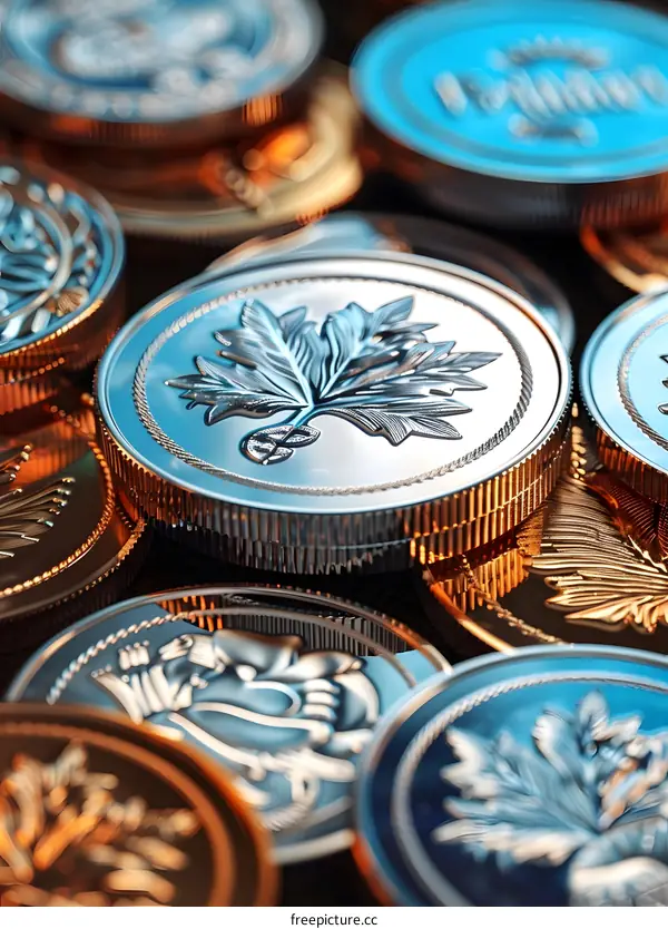 A Close-Up of Shiny Silver and Gold Coins