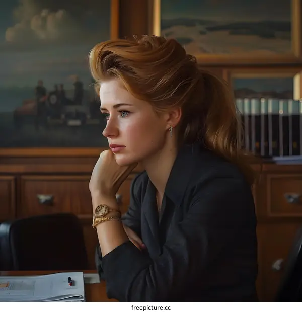 Portrait of a beautiful woman in a pensive mood