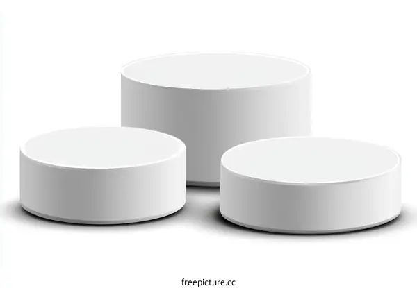 Three Empty Cylindrical Podiums for Award Ceremony