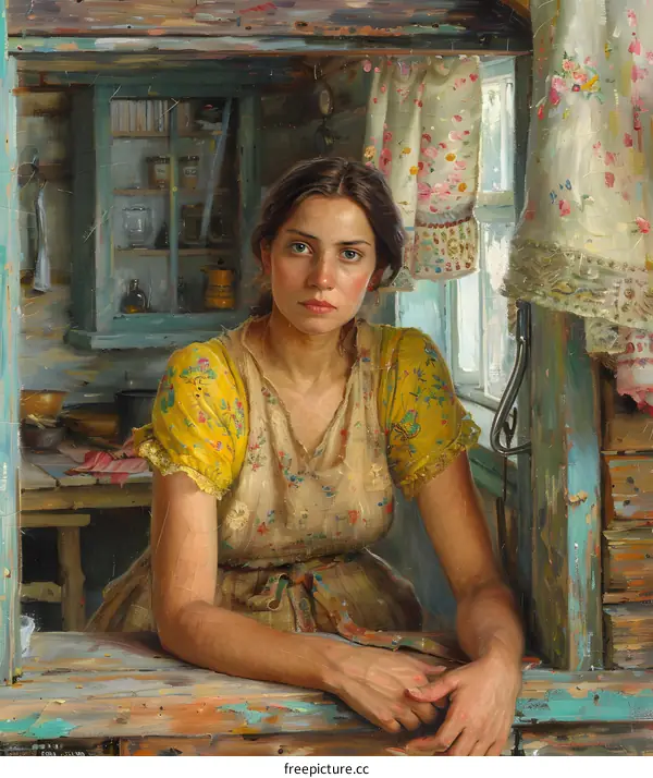 Portrait of a beautiful young woman in a yellow dress