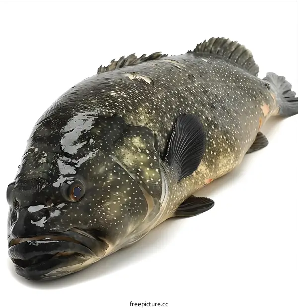Fresh Grouper Fish on White Background
