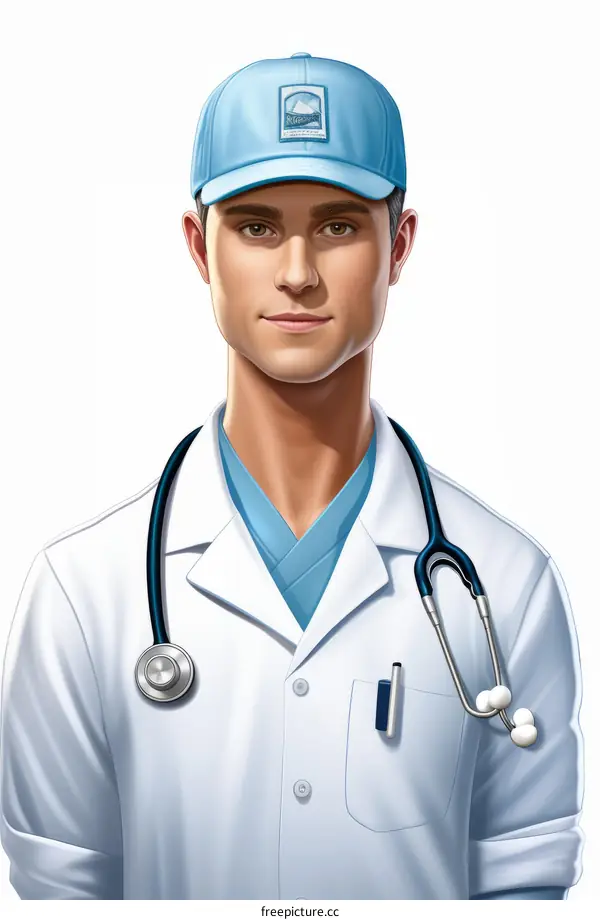 Portrait of a Young Male Doctor with a Stethoscope