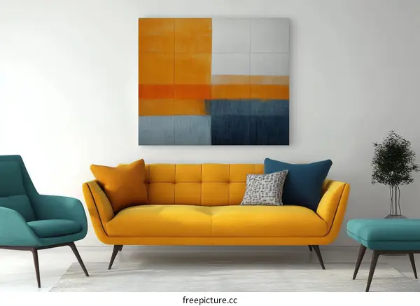 Modern Living Room with Abstract Art