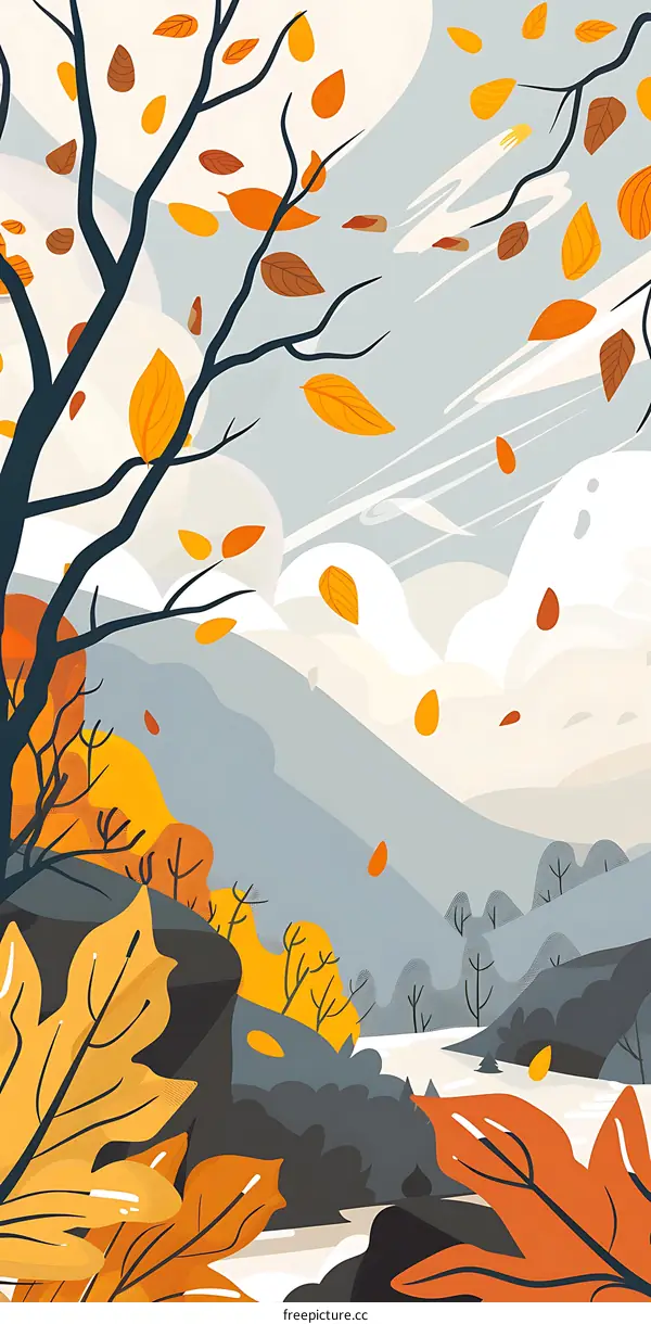 Autumn Leaves Falling from the Trees