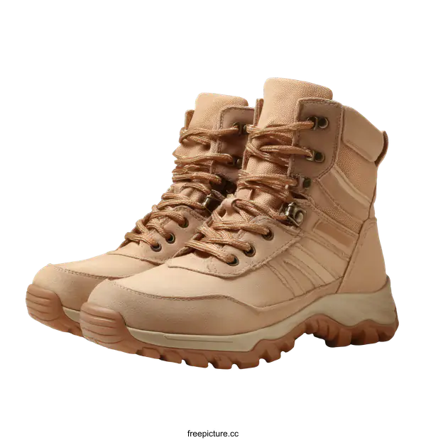 [Transparent Background PNG]Beige Hiking Boots for Outdoor Activities