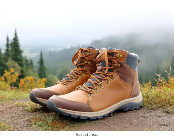 Hiking Boots on Mountaintop View