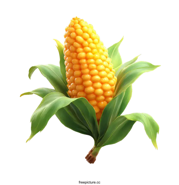 [Transparent Background PNG]Fresh Corn on the Cob Isolated on White Background