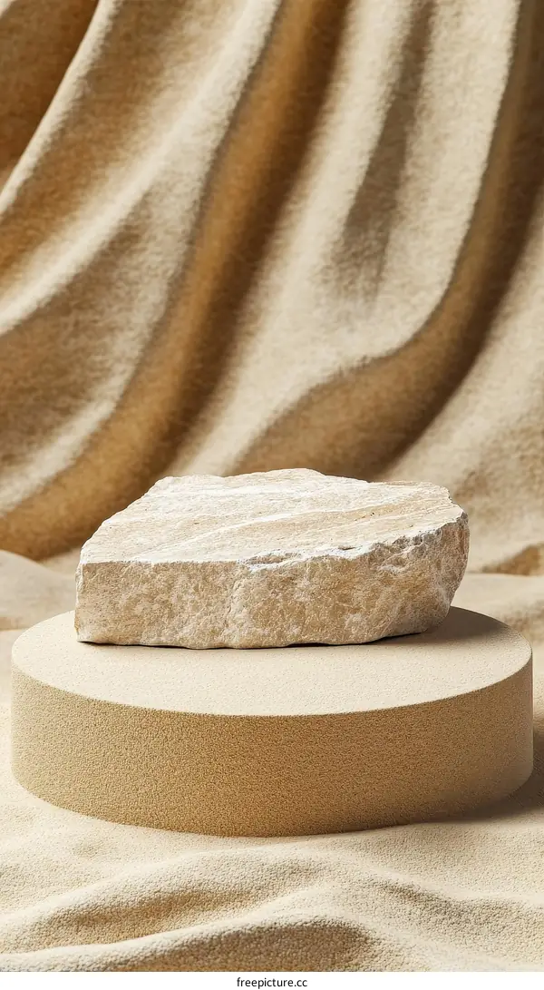 Beige Stone Display on a Sand Background