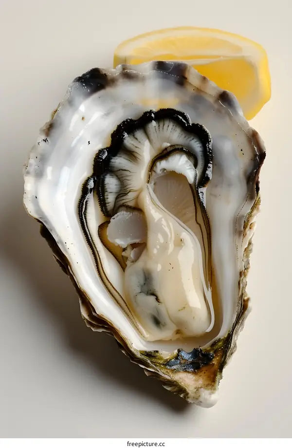 Fresh Oyster with Lemon Wedge