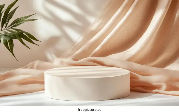 Beige Fabric Drape with Minimalist Display Pod