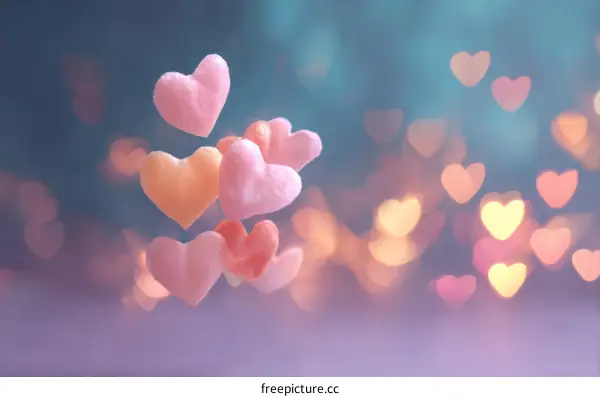 Floating Hearts Love Illustration