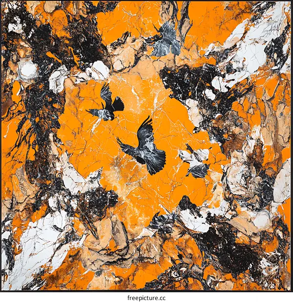 Abstract Orange and Black Bird Illustration