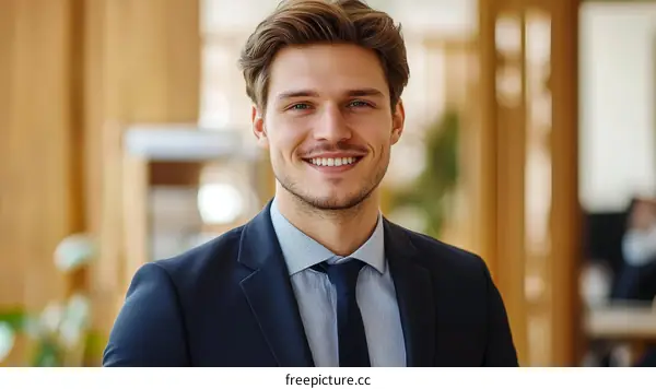 Confident Businessman Portrait in Modern Office