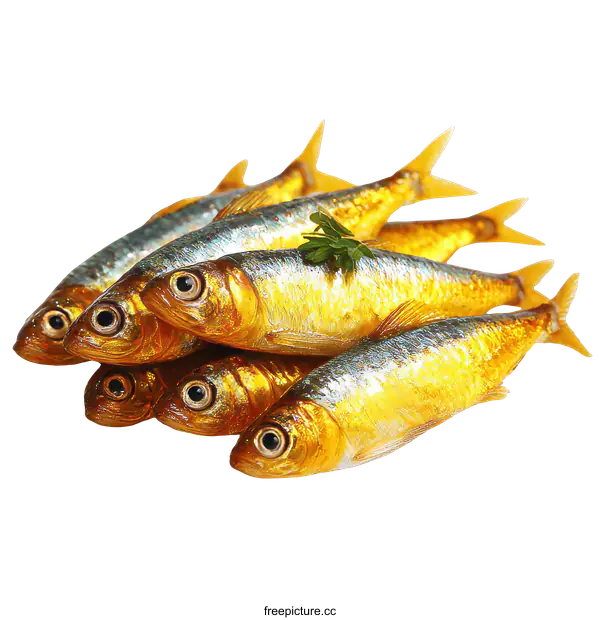 [Transparent Background PNG]Group of Smoked Sardines on White Background