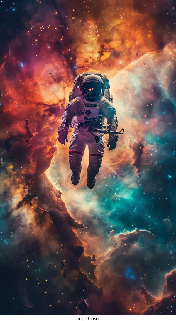 Astronaut Floating in Nebula