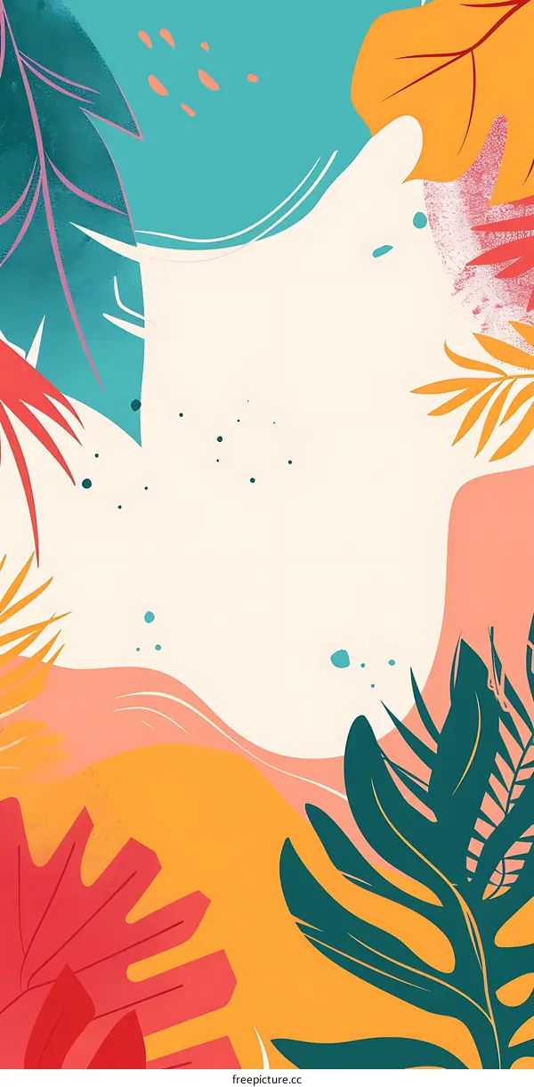 Colorful Tropical Leaves Abstract Background