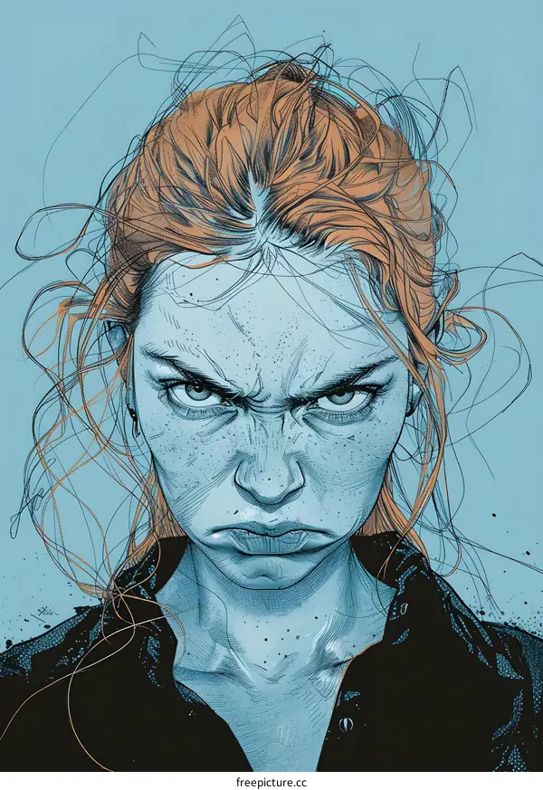 Angry Woman Portrait Illustration