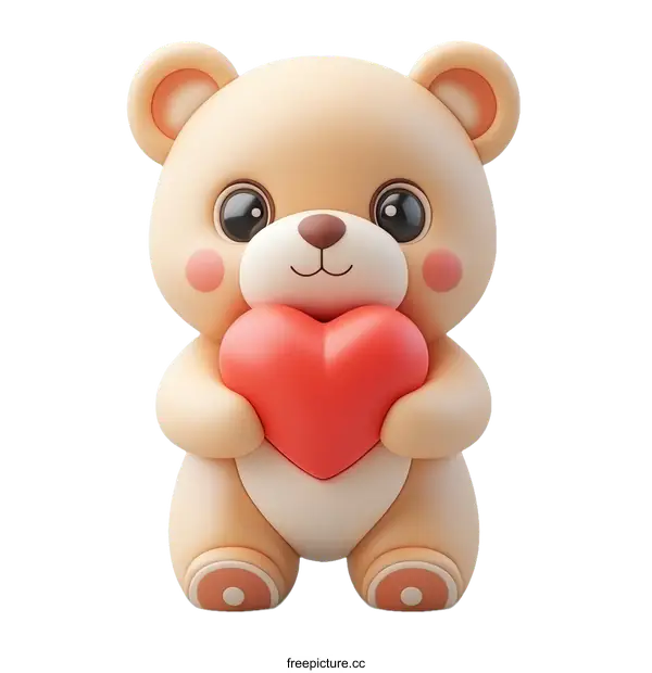 [Transparent Background PNG]Cute Cartoon Bear Holding a Heart