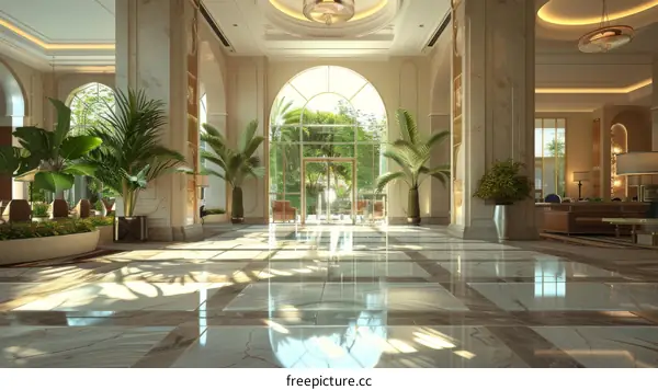 Grand Entrance to Luxury Hotel Lobby