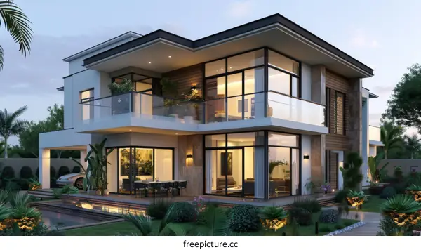 Modern Villa Exterior Design Illustration