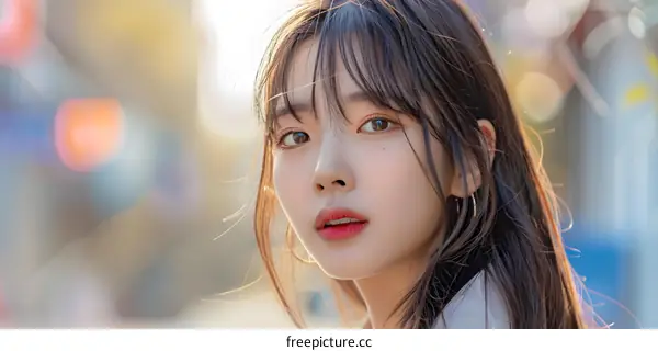 Portrait of an Asian Woman with Long Hair