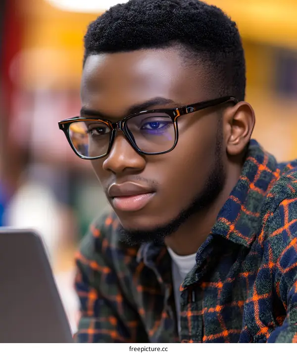 Portrait of African American Man Wearing Glasses