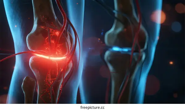 3D Rendering of Human Knee Joint with Blood Vessels and Ligaments
