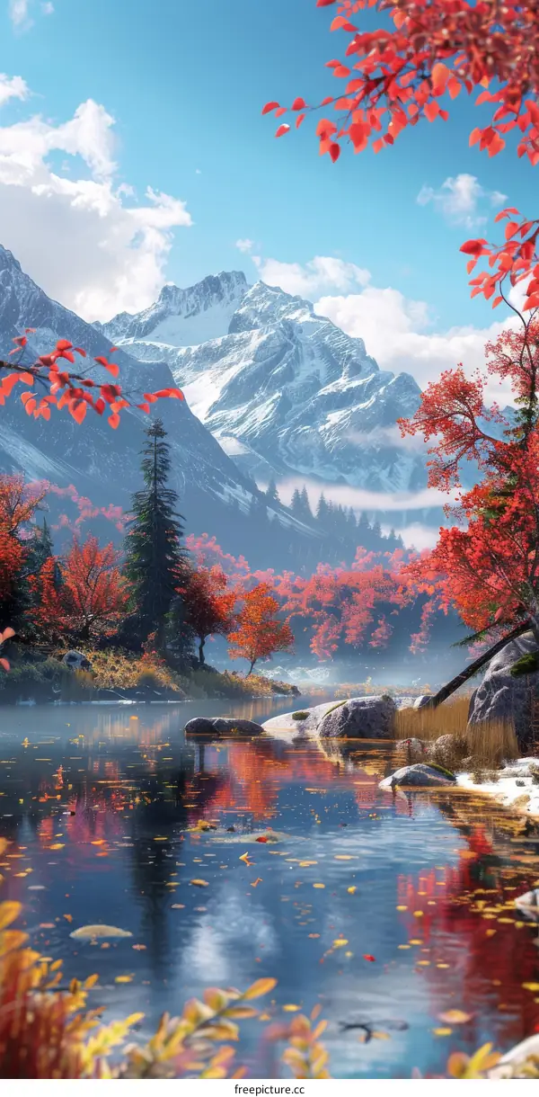 Serene Mountain Lake in Autumn