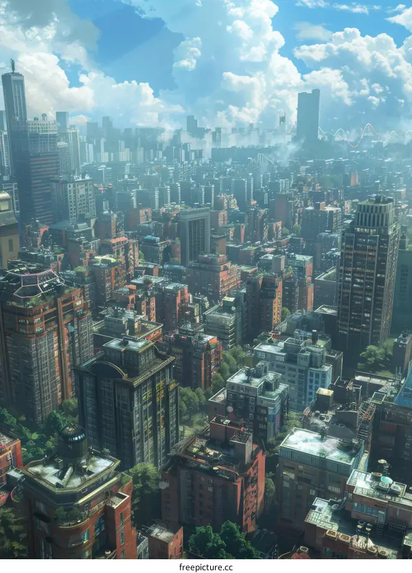 Aerial View of a Futuristic Cityscape