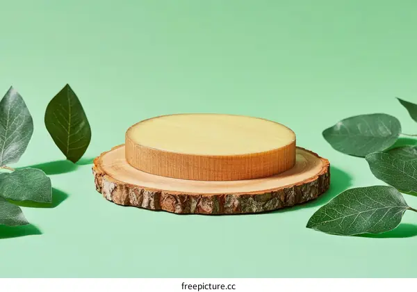 Wooden Display Stand with Natural Greens