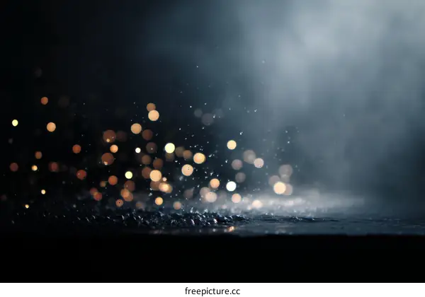 Abstract Dark Background with Sparkles and Water Drops
