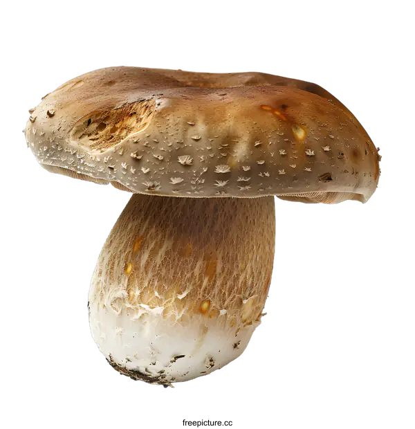 [Transparent Background PNG]Single Brown Mushroom on White Background