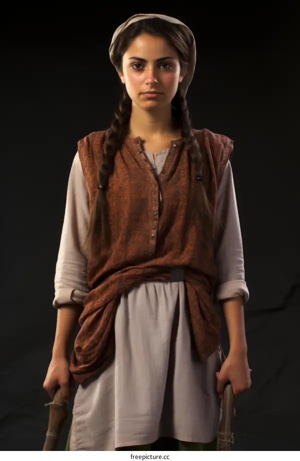 Portrait of a young woman in medieval clothes