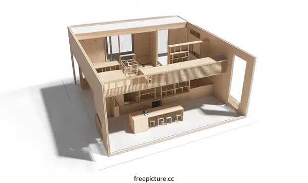 Wooden Model of a Modern Home Interior