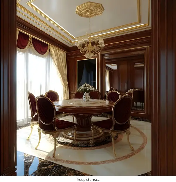 Classic Elegant Dining Room Interior Design with Gold Accents