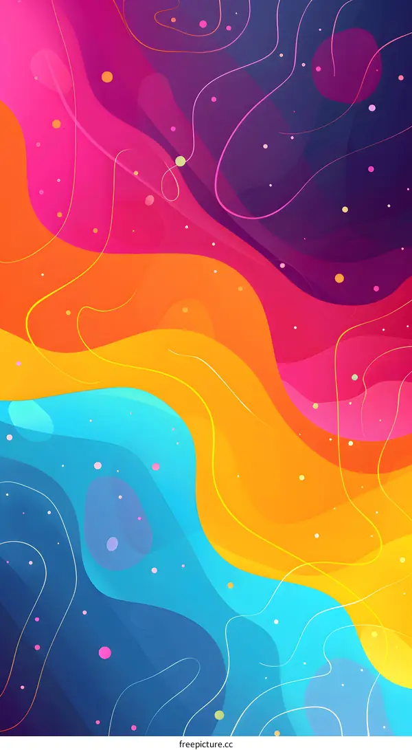 Abstract Colorful Background with Wavy Lines and Dots