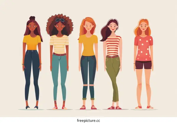 Group of diverse women standing together