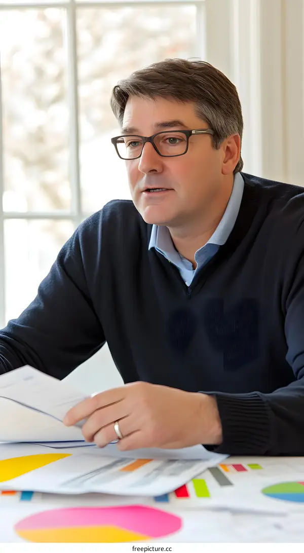 Businessman Discussing Financial Data Reports