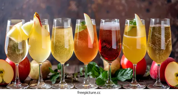 Apple Cider Cocktails with Fresh Fruit Garnish