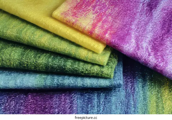 Colorful Fabric Swatches Displaying Rainbow Hues