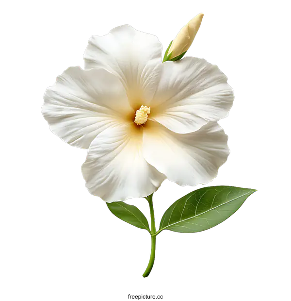 [Transparent Background PNG]Beautiful White Hibiscus Flower Close-up