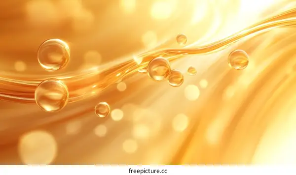 Golden Liquid Texture with Bubbles