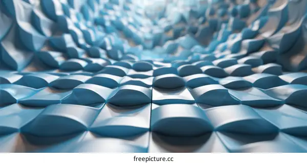 Blue and white 3D geometric shapes