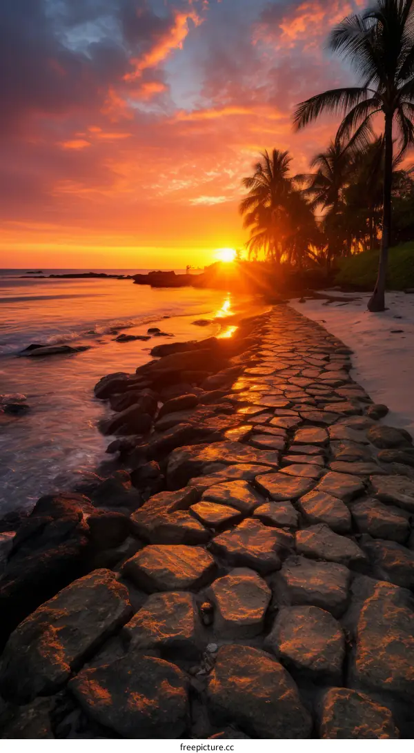 Rocky beach sunset