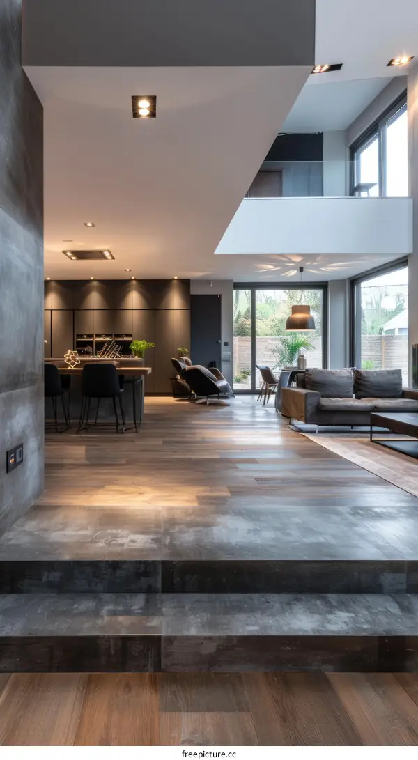 Modern house interior with open floor plan