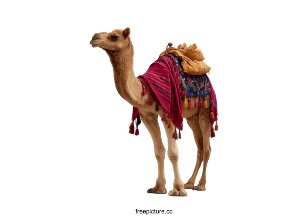 [Transparent Background PNG]Desert Camel with Decorative Saddle