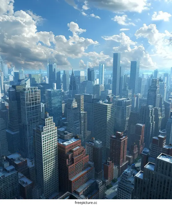 A Vibrant Cityscape with Towering Skyscrapers
