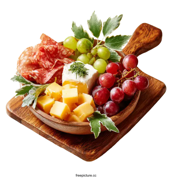 [Transparent Background PNG]Delicious Cheese and Fruit Platter Arrangement