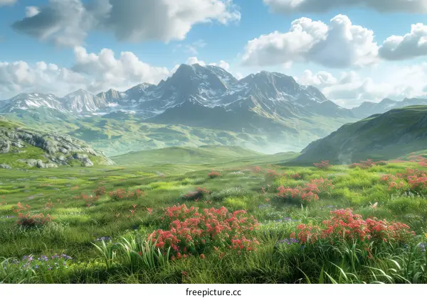 Alpine Meadow in the Mountains