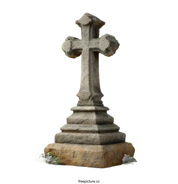 [Transparent Background PNG]Ornate Stone Cross Monument Image